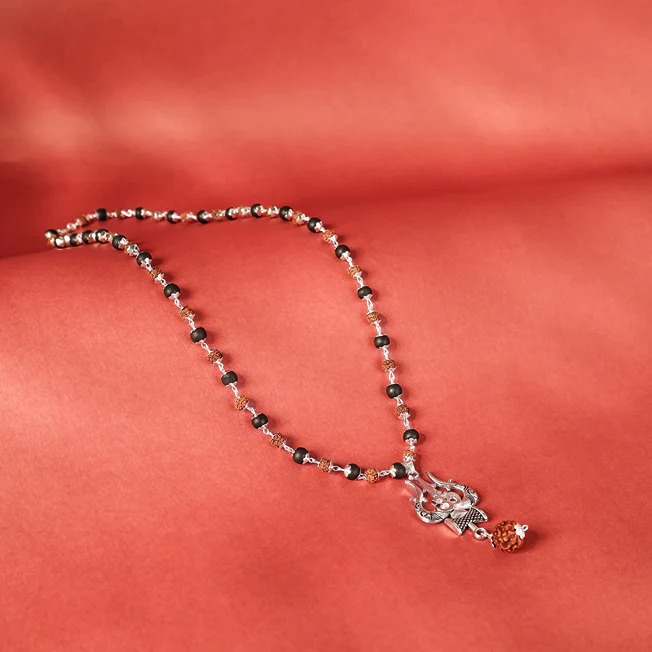 Silver Karungali Mala with Pendant